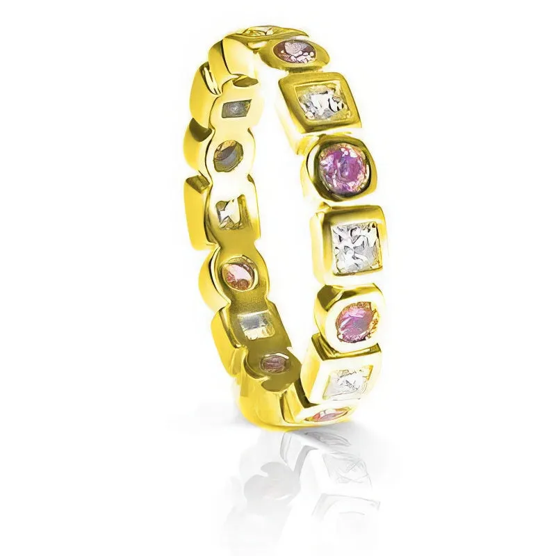 1.65 CT Round & Princess Cut Pink Sapphires & Diamonds - Eternity Ring