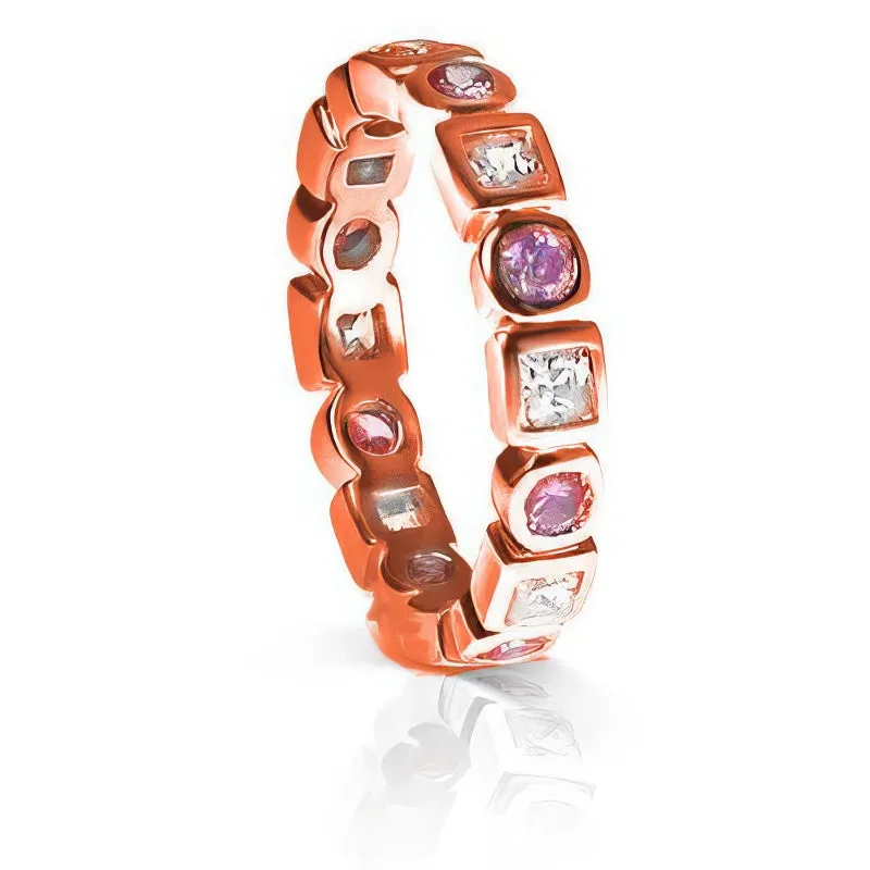 1.65 CT Round & Princess Cut Pink Sapphires & Diamonds - Eternity Ring