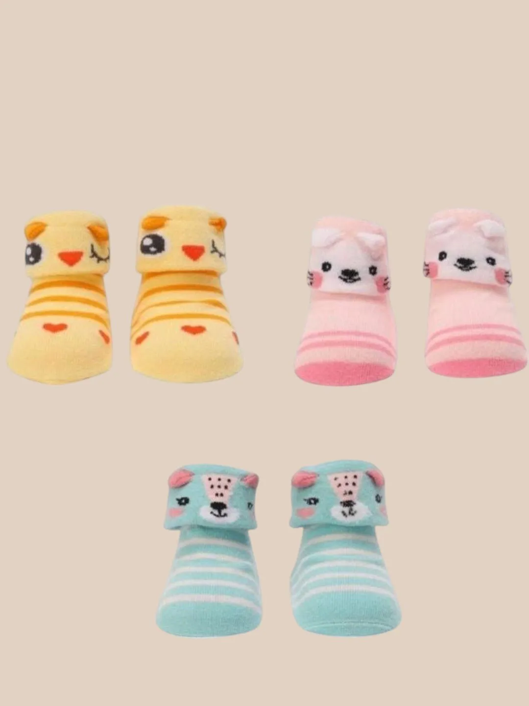 Adorable 3D Animal Face Socks Set for Boys
