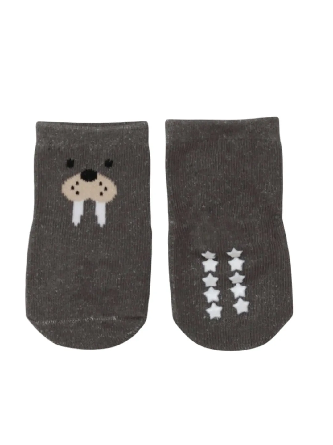 Adorable Giraffe and Walrus Combo Socks For Boys- Beige & Grey