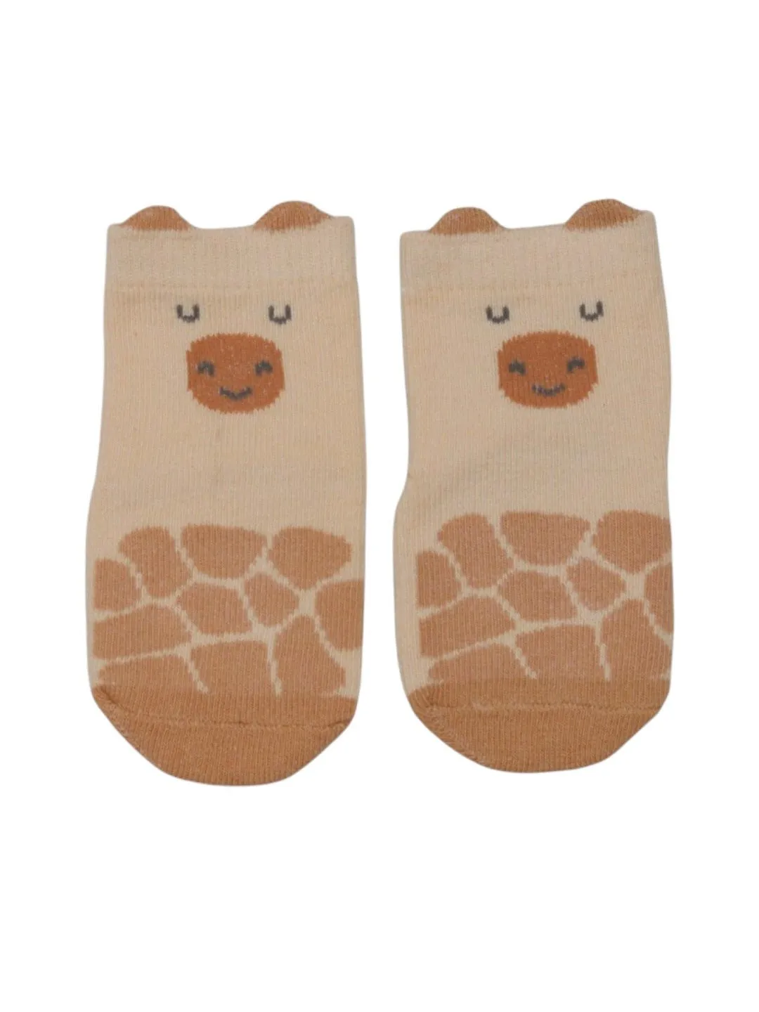Adorable Giraffe and Walrus Combo Socks For Boys- Beige & Grey