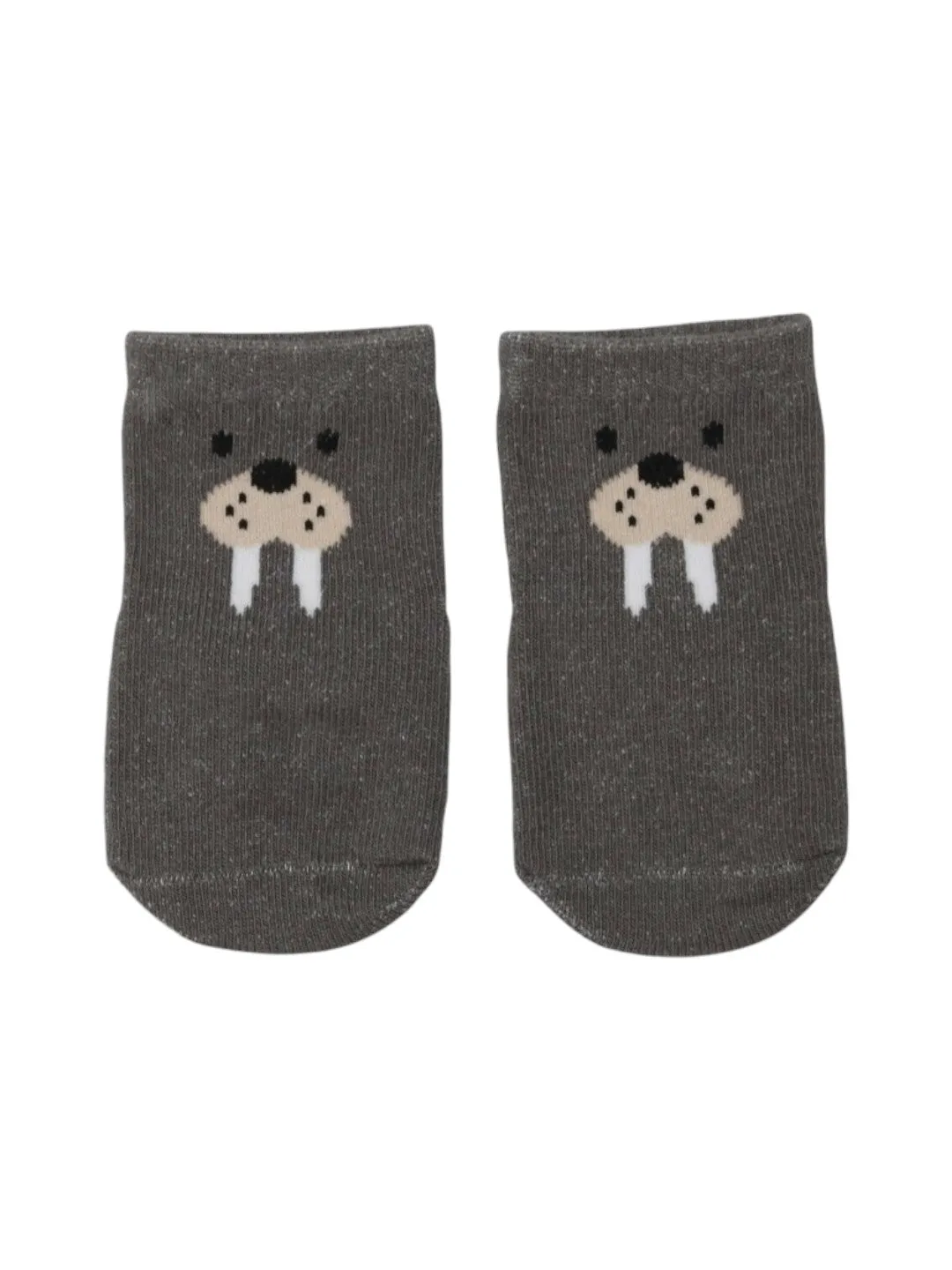 Adorable Giraffe and Walrus Combo Socks For Boys- Beige & Grey