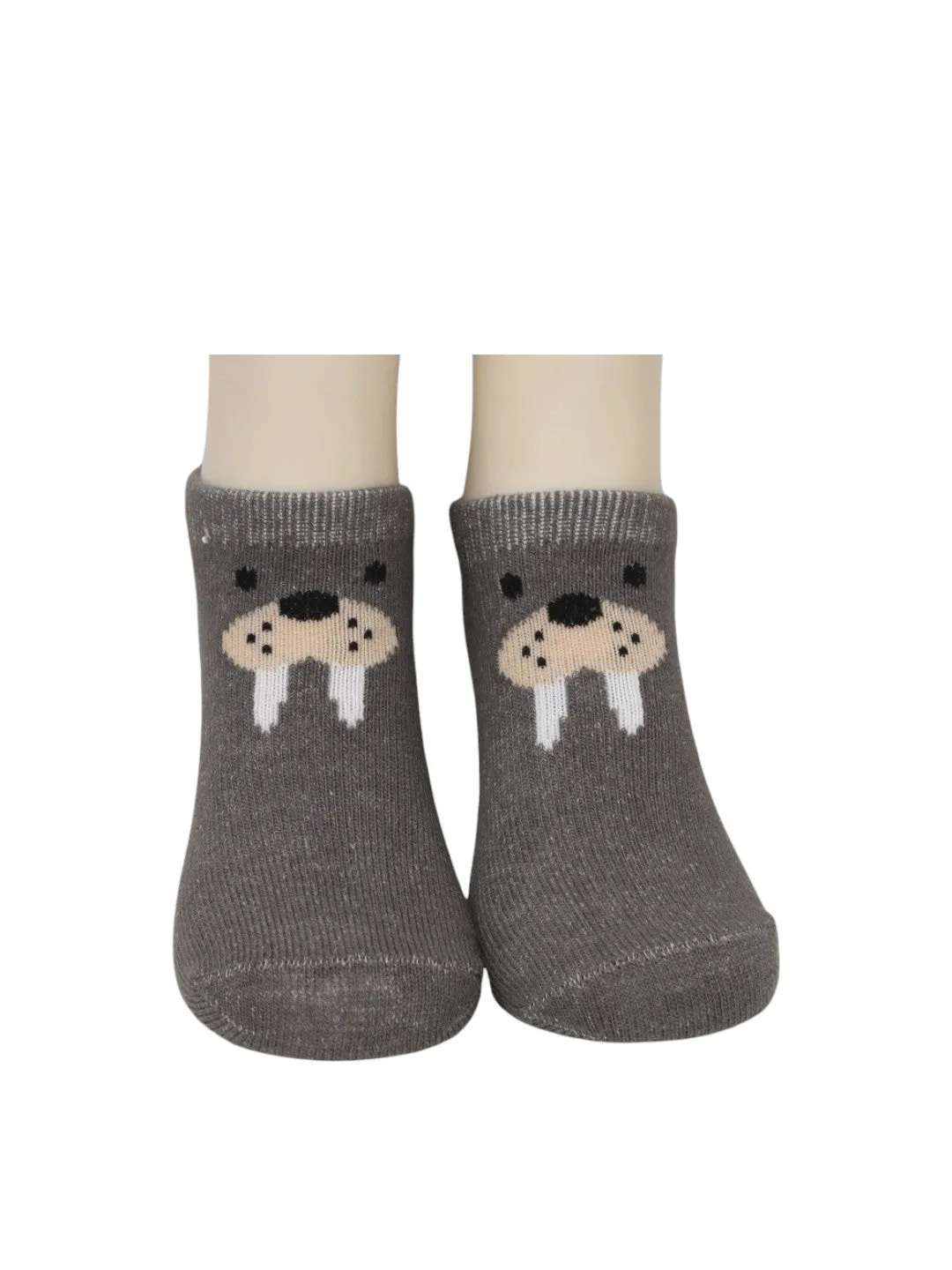 Adorable Giraffe and Walrus Combo Socks For Boys- Beige & Grey