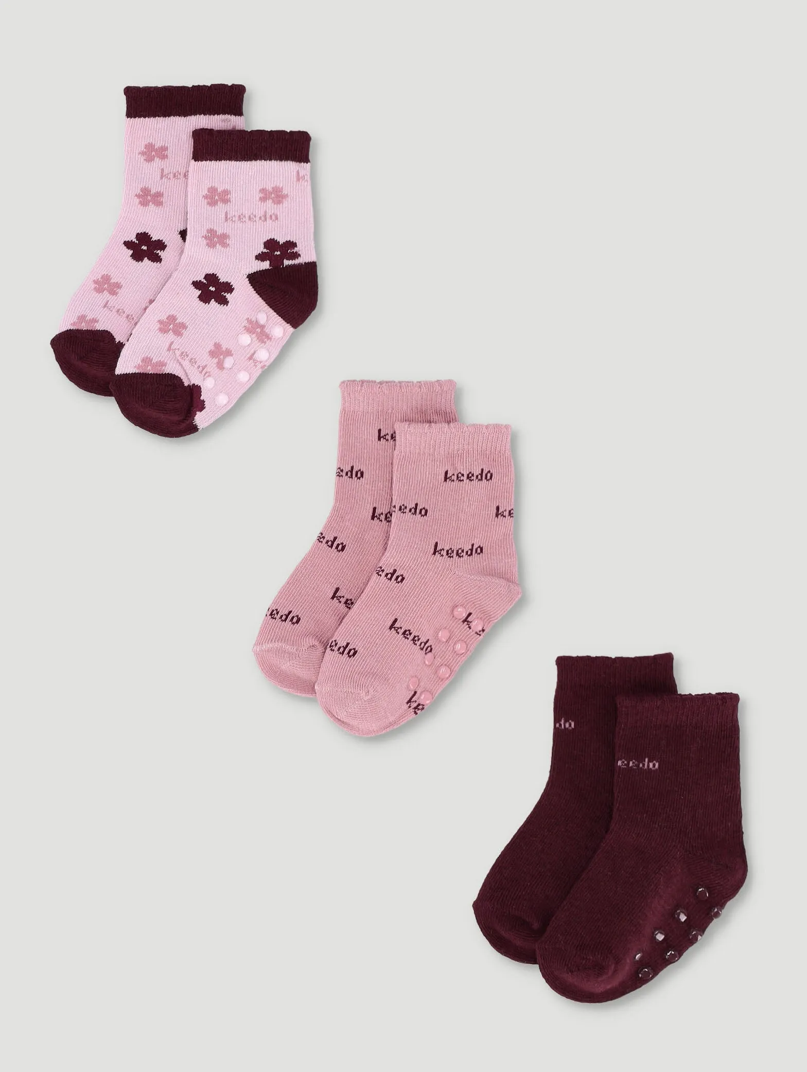 Baby Mono Floral 3 Pack Socks