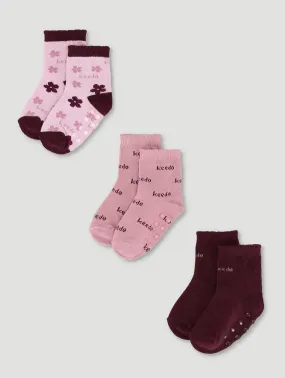Baby Mono Floral 3 Pack Socks