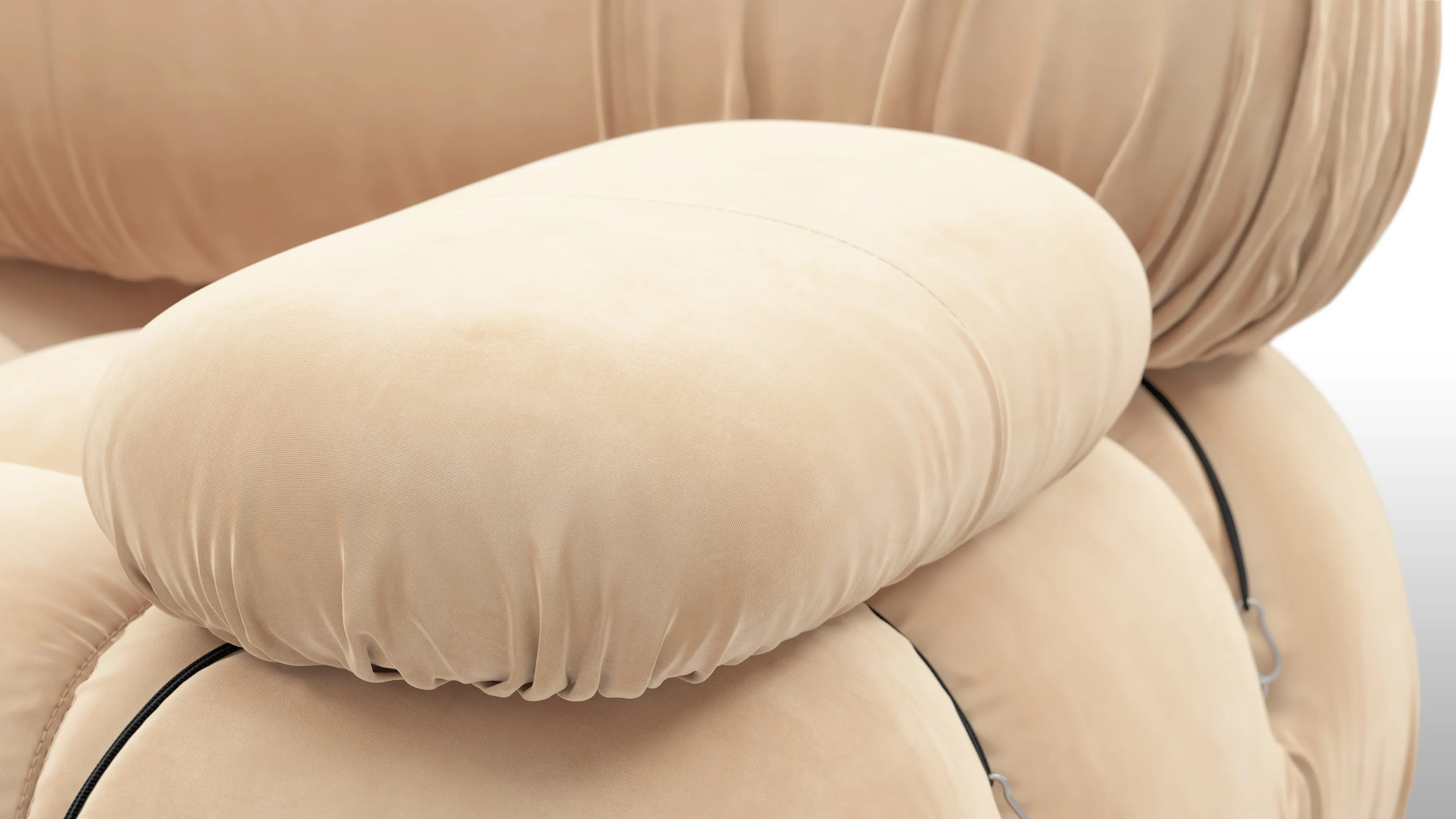 Belia - Belia Open End Sofa, Left, Ecru Velvet