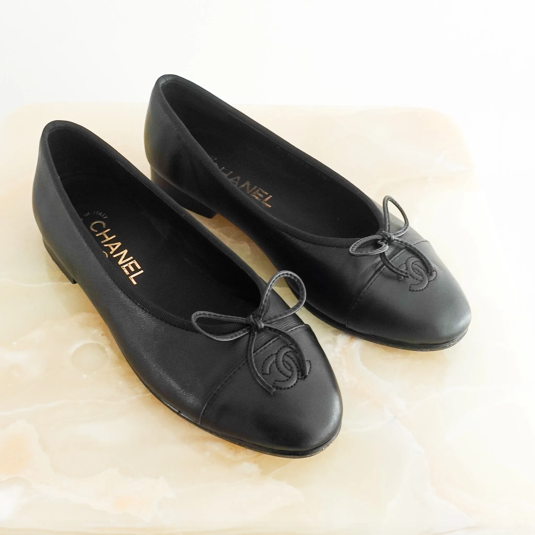 Black ballet flats RRP £970