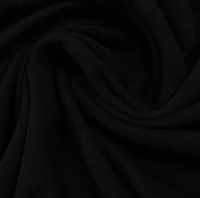 Black Organic Cotton/Spandex Rib Knit Fabric - 2x2