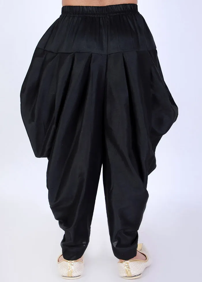 Black Ready To Wear Silk Dhoti Pant