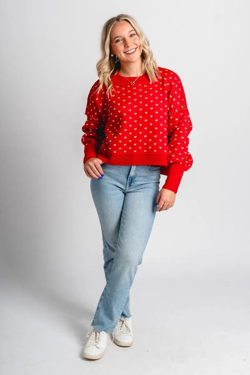Bow knit sweater red