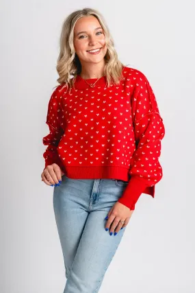 Bow knit sweater red