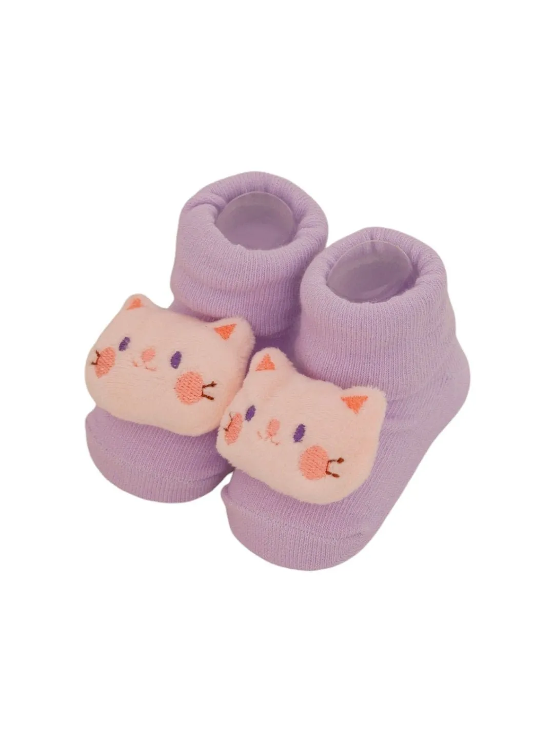 Charming Cotton Girls' Rattle Socks Trio- Playful Monkey, Kitty, and Unicorn