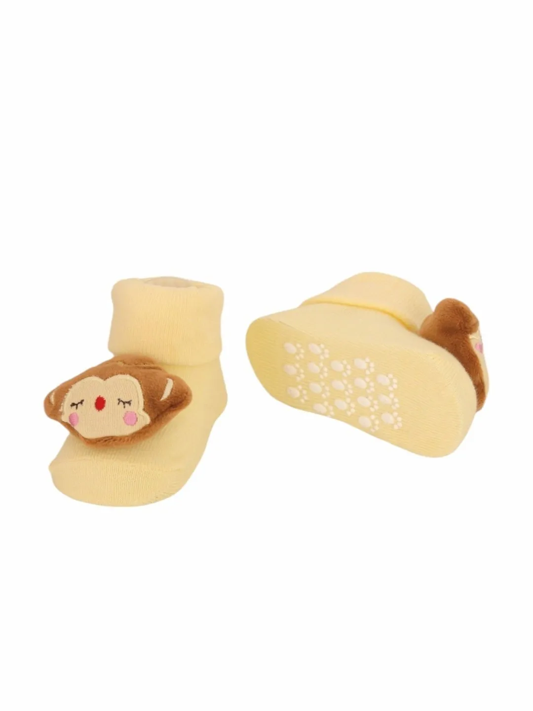 Charming Cotton Girls' Rattle Socks Trio- Playful Monkey, Kitty, and Unicorn