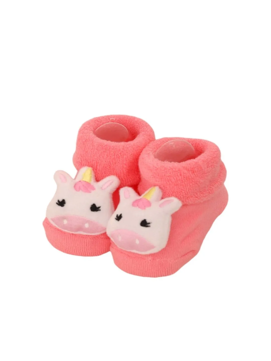 Charming Cotton Girls' Rattle Socks Trio- Playful Monkey, Kitty, and Unicorn