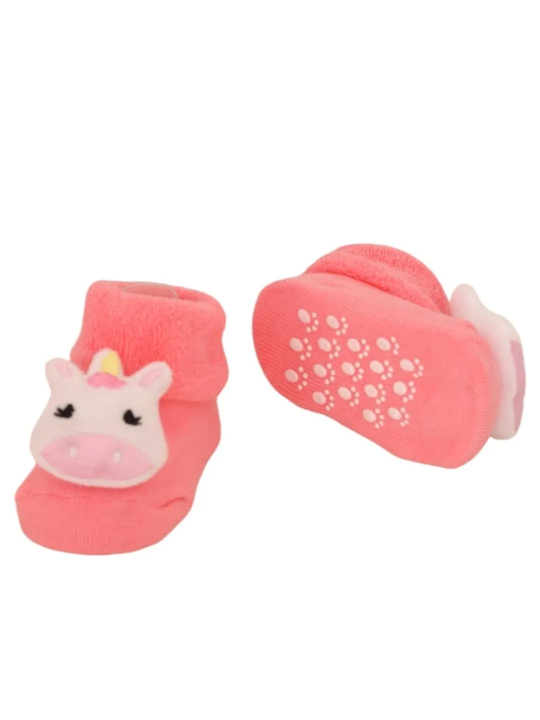 Charming Cotton Girls' Rattle Socks Trio- Playful Monkey, Kitty, and Unicorn