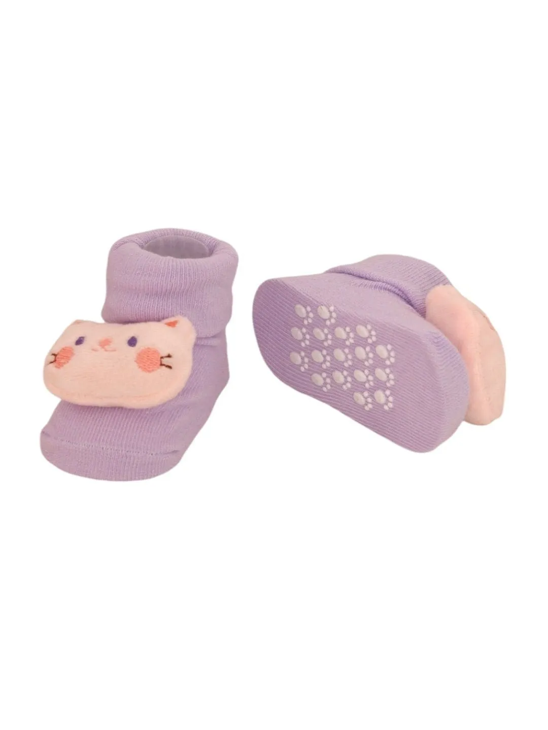 Charming Cotton Girls' Rattle Socks Trio- Playful Monkey, Kitty, and Unicorn