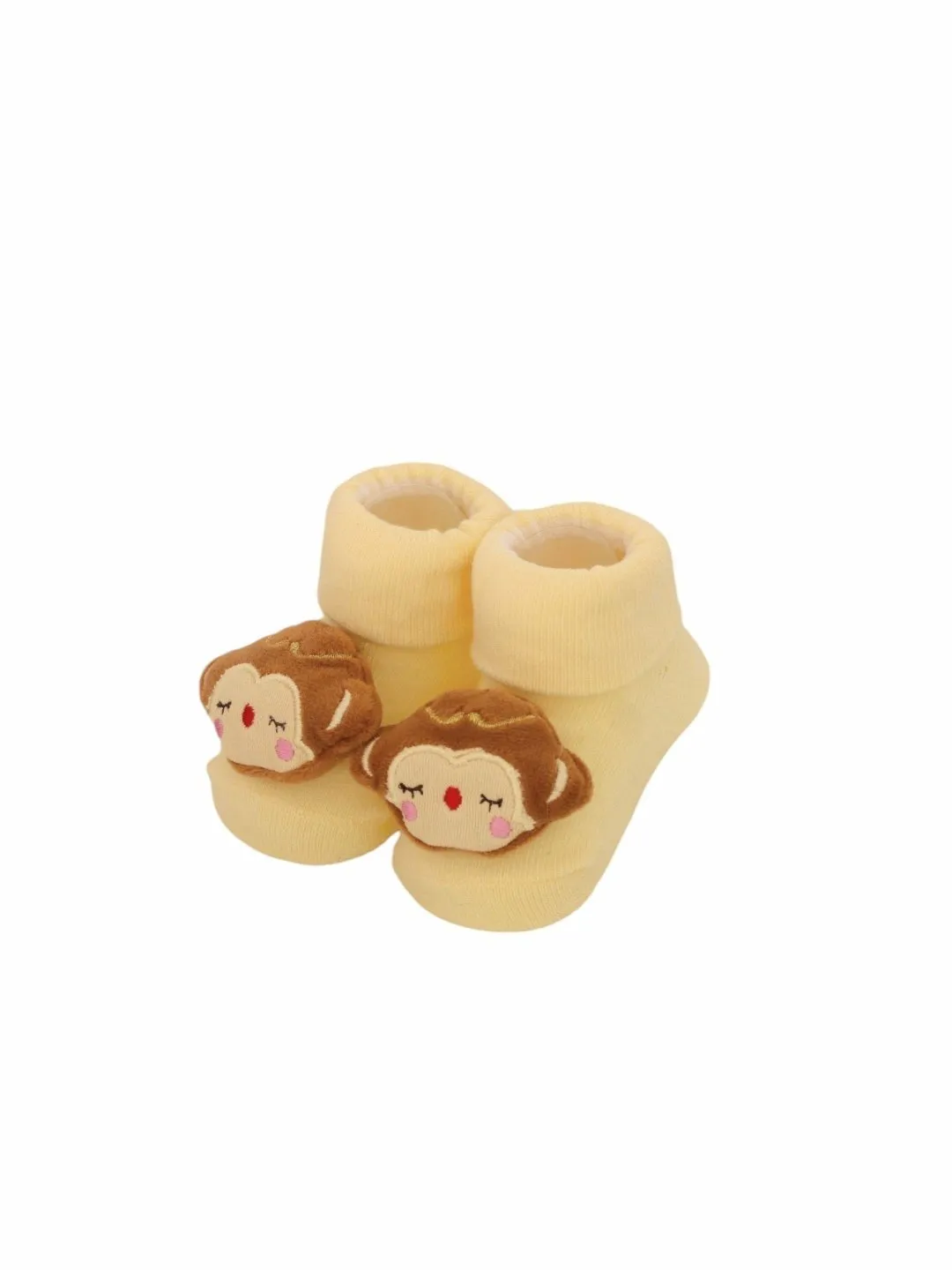 Charming Cotton Girls' Rattle Socks Trio- Playful Monkey, Kitty, and Unicorn