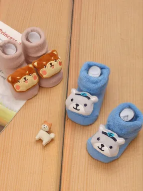 Charming Cotton Rattle Socks with Animal Theme