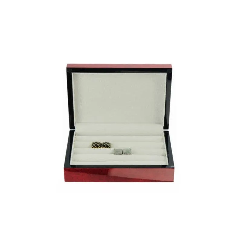 Classical Luxury Style Cherry Wooden Cufflink / Ring Jewelry Storage Case