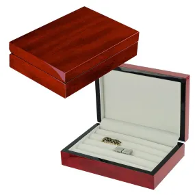 Classical Luxury Style Cherry Wooden Cufflink / Ring Jewelry Storage Case