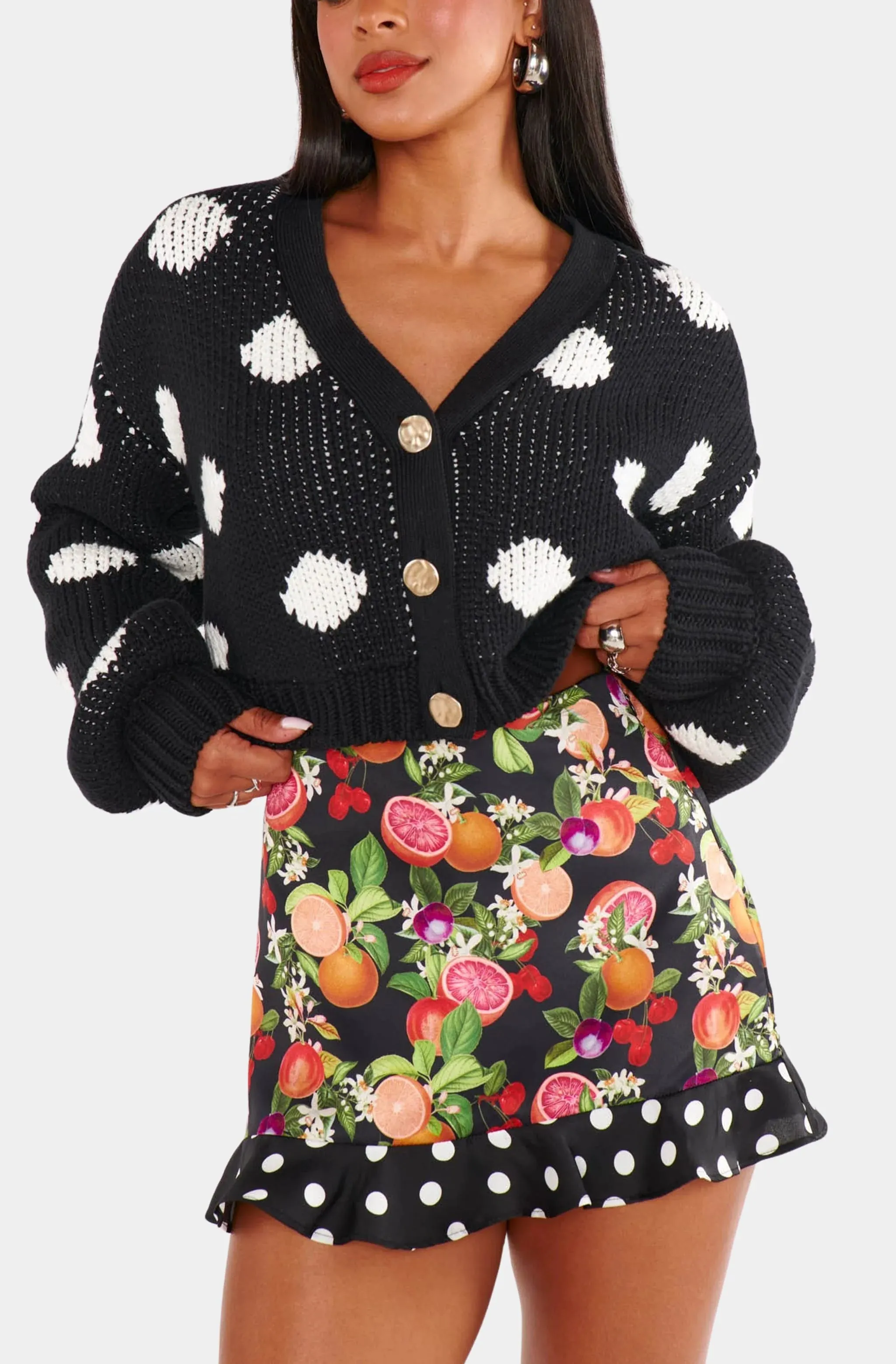 Clemmie Cardi in Polka Dot Knit