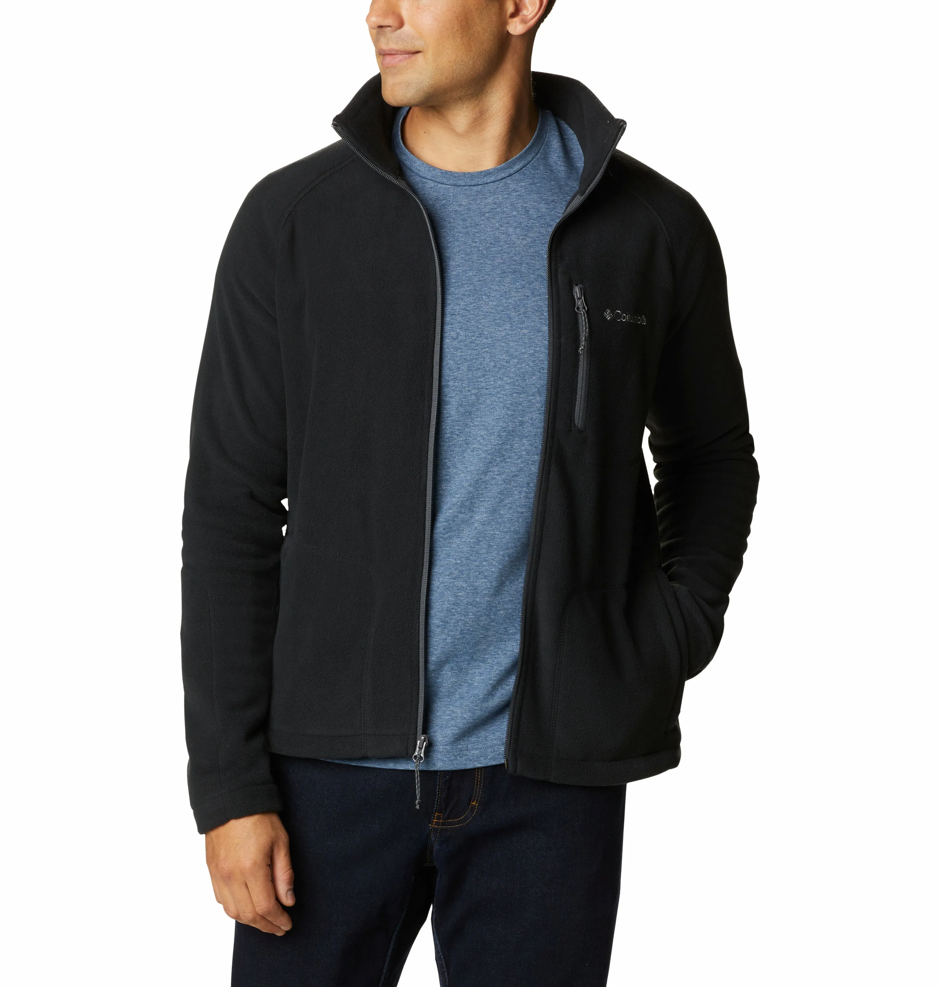 Columbia Mens Fast Trek II Full Zip Fleece BLACK | Lightweight Outdoor Fleece Jacket
