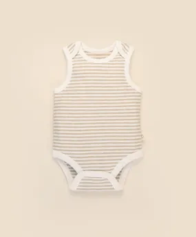 Comfy baby singlet bodysuit - Oat stripes