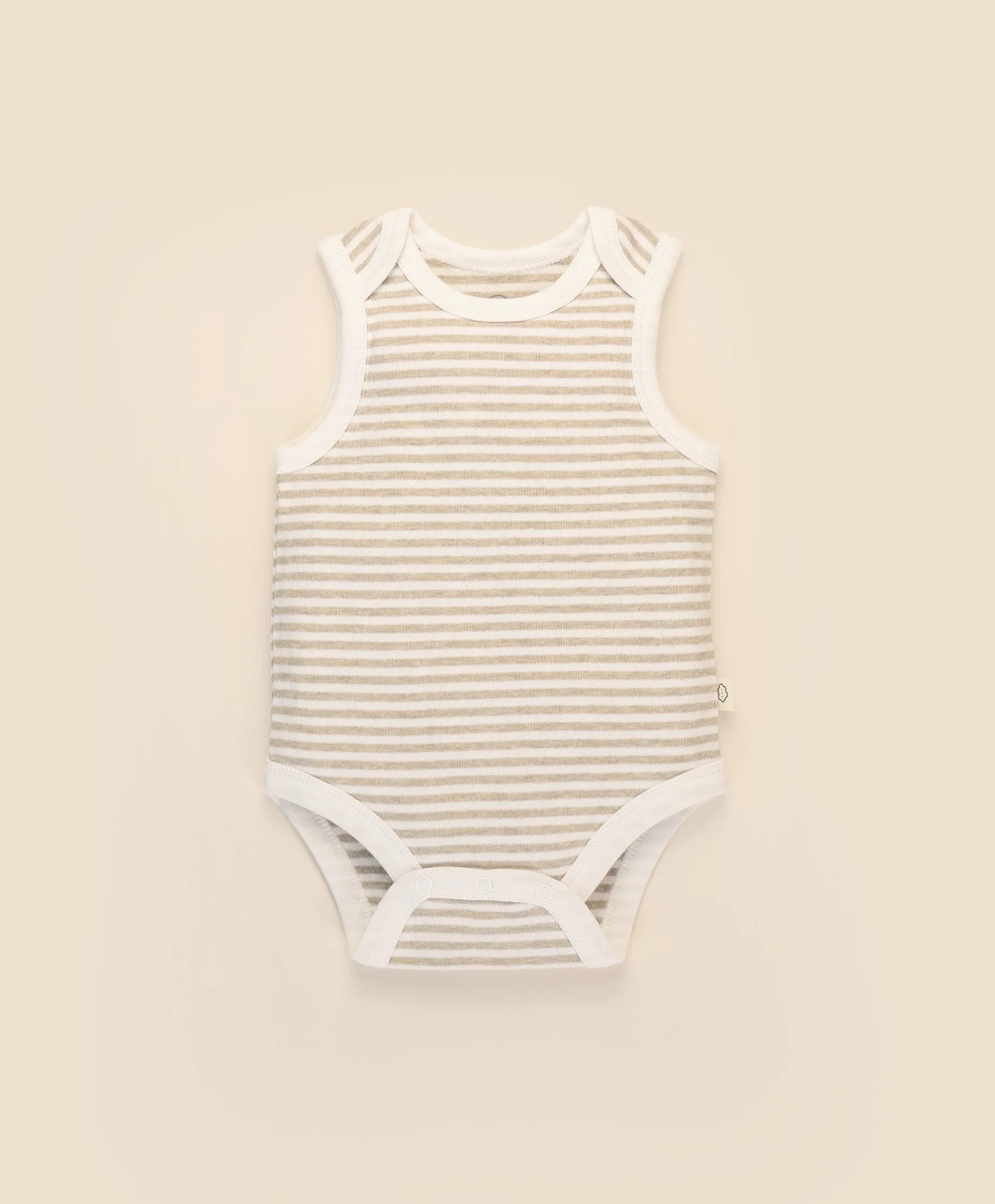 Comfy baby singlet bodysuit - Oat stripes