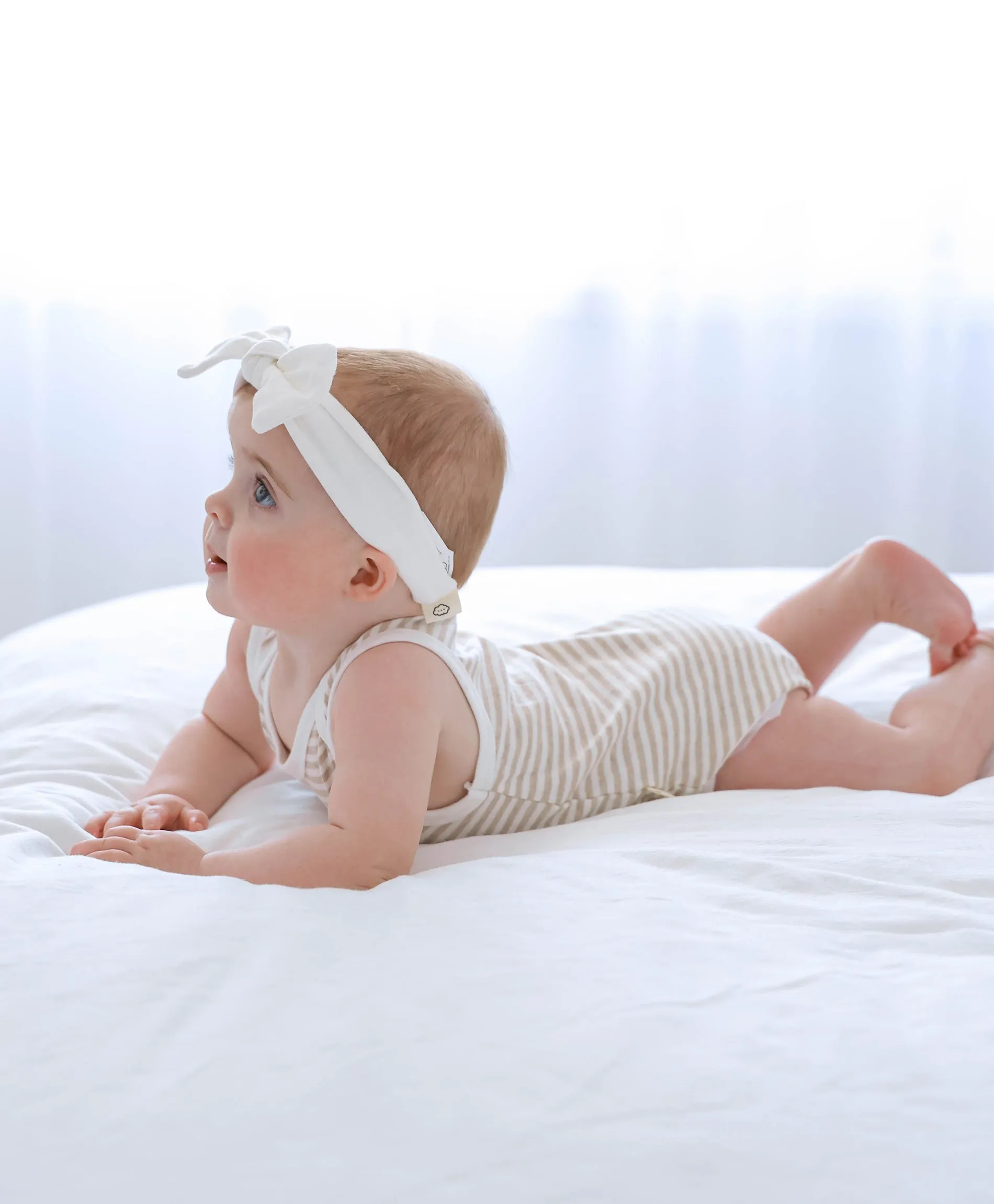 Comfy baby singlet bodysuit - Oat stripes