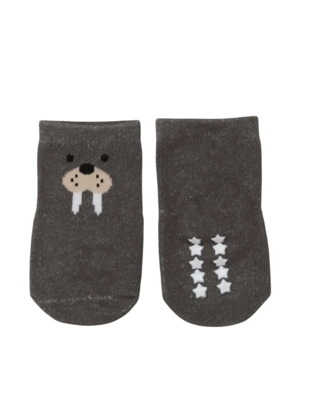 Cozy Walrus and Playful Monkey Socks Combo for Boys - Grey and Brown