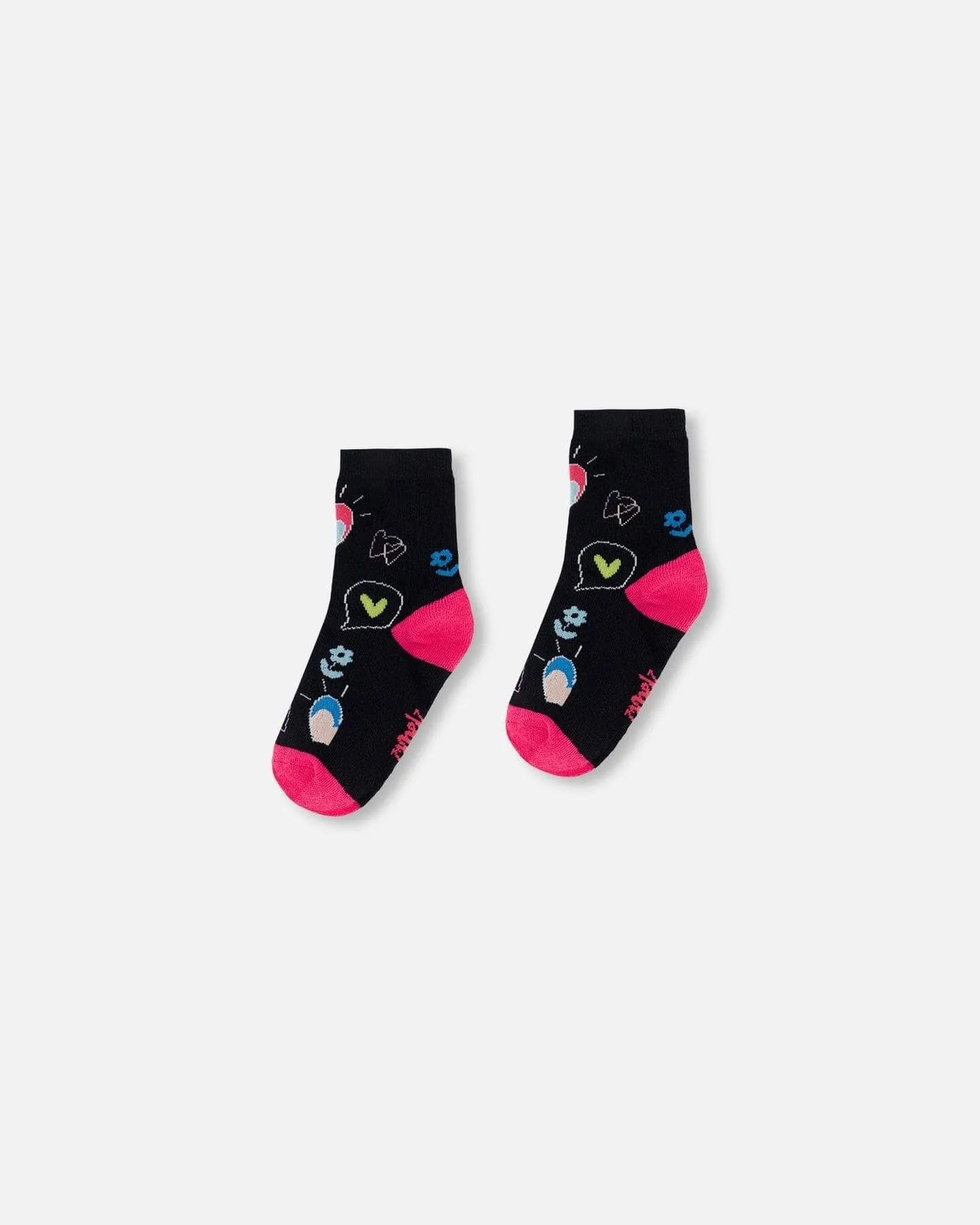 Deux par Deux Girl's Jacquard Black Socks