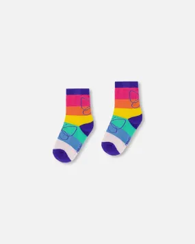 Deux par Deux Kids' Rainbow Jacquard Socks