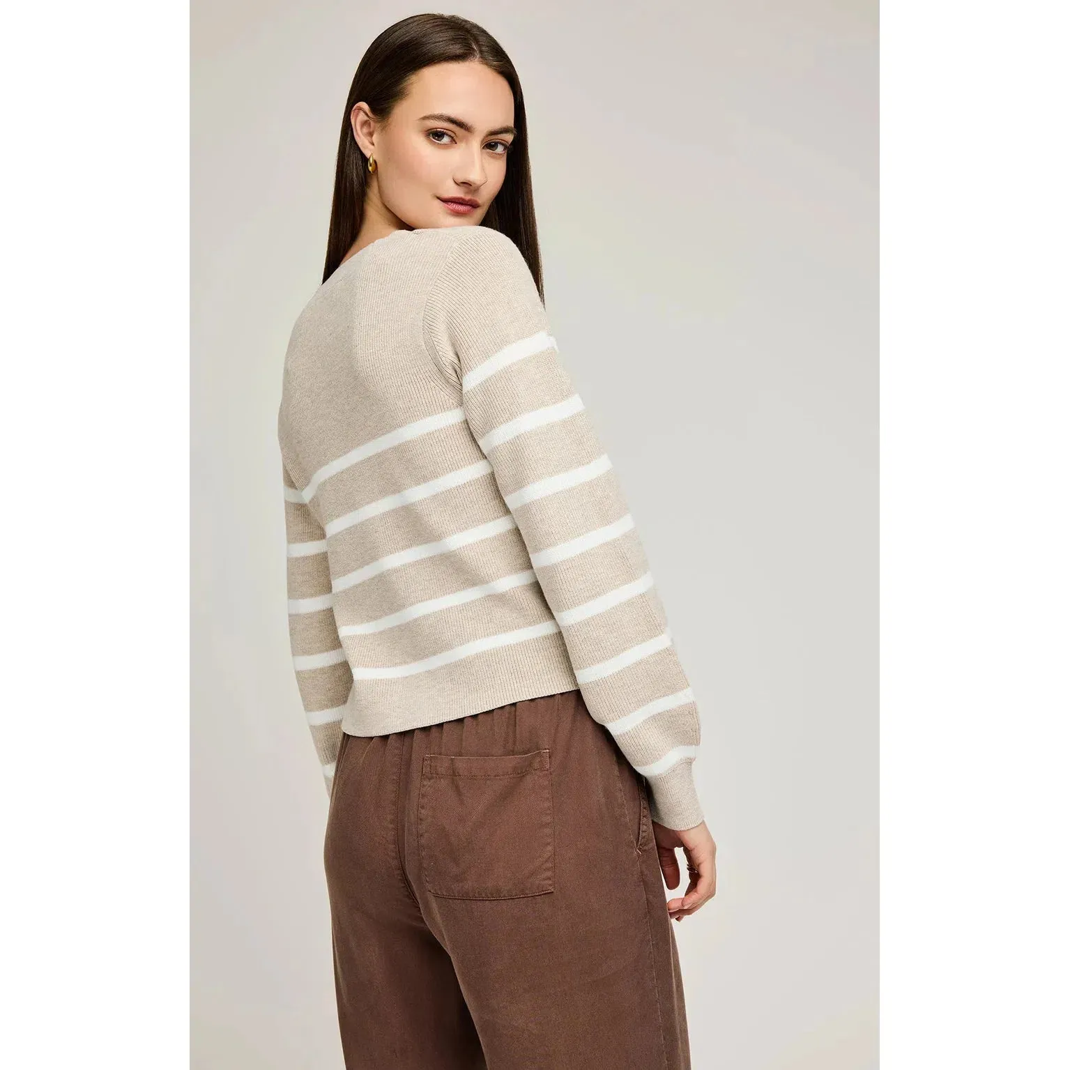 Eden Striped Cardigan - Gentle Fawn