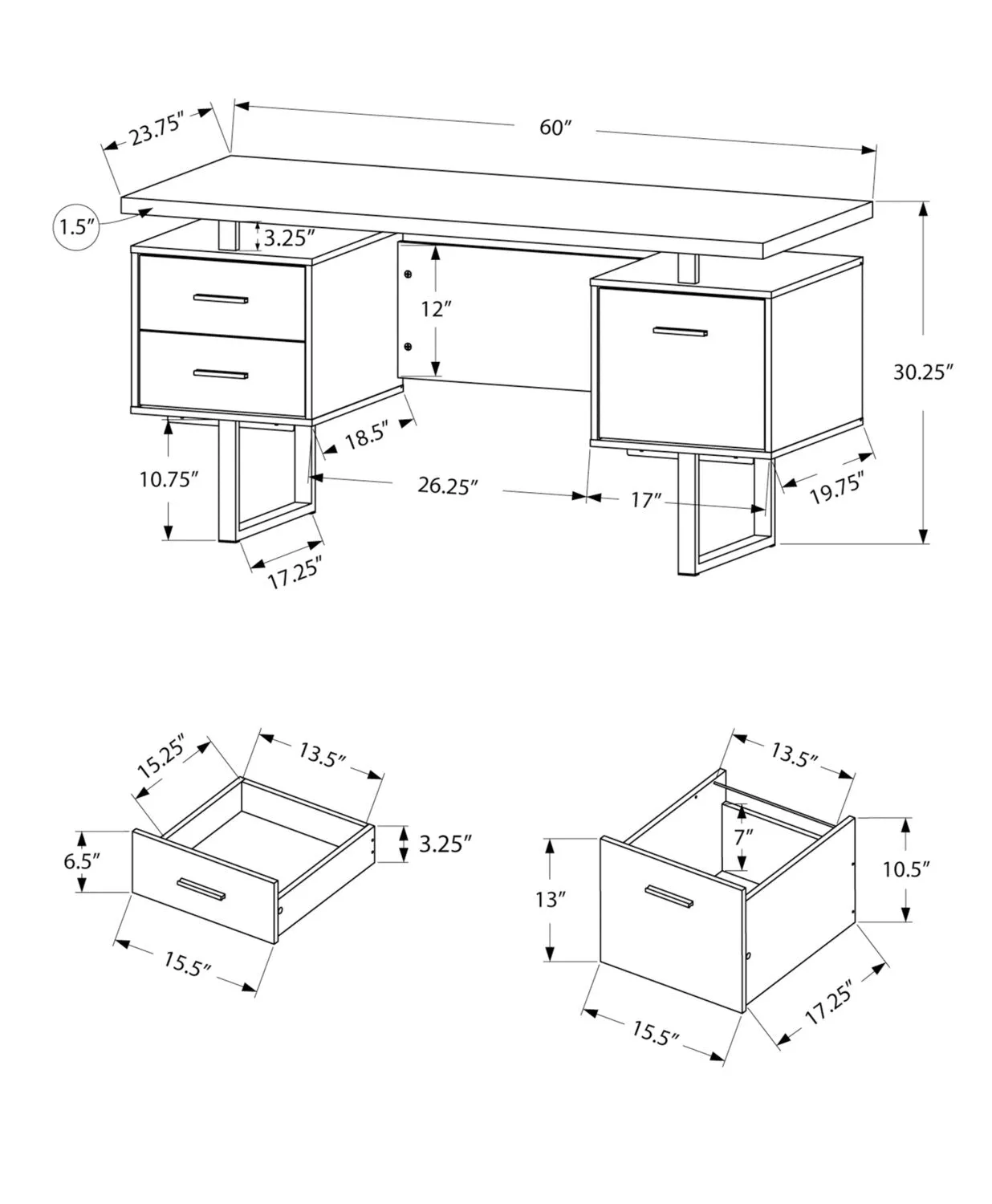 Elley Reversible Desk - Dark Walnut