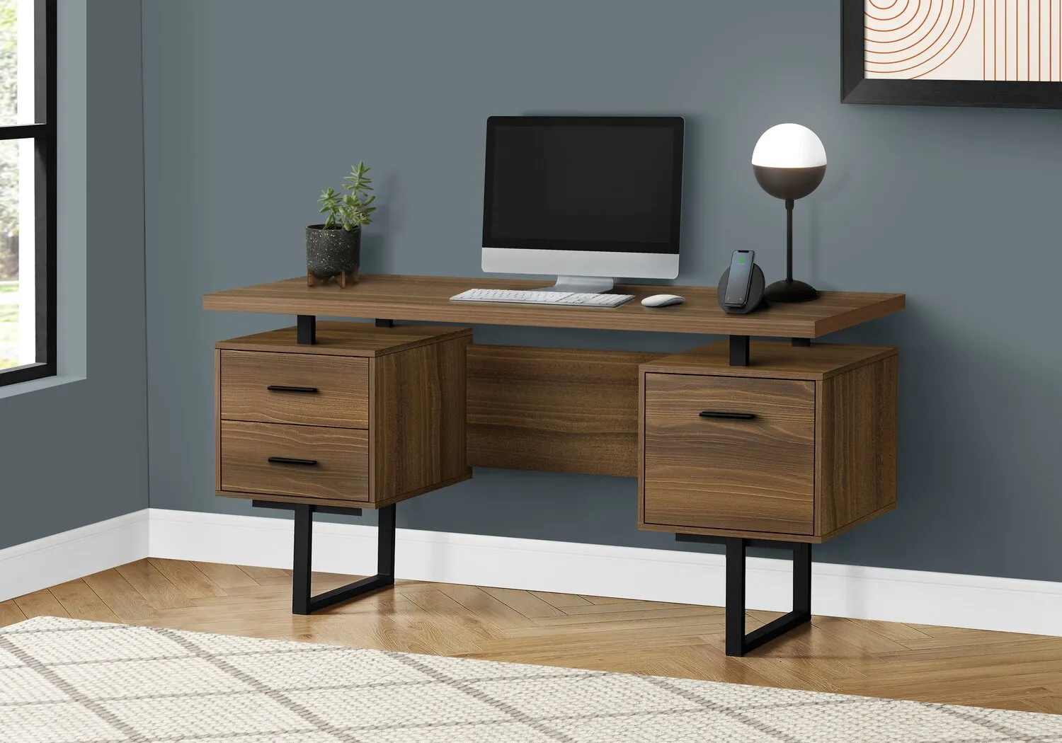 Elley Reversible Desk - Dark Walnut