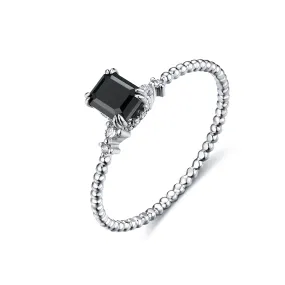 Emerald Black Diamond Beaded Ring