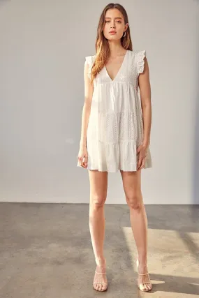 Eyelet Babydoll Dress In White