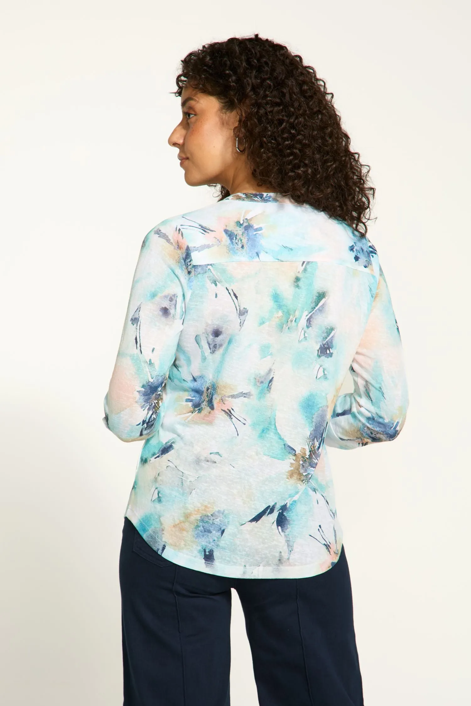 FDJ 3/4 Sleeve Henley Top - Style 3890451