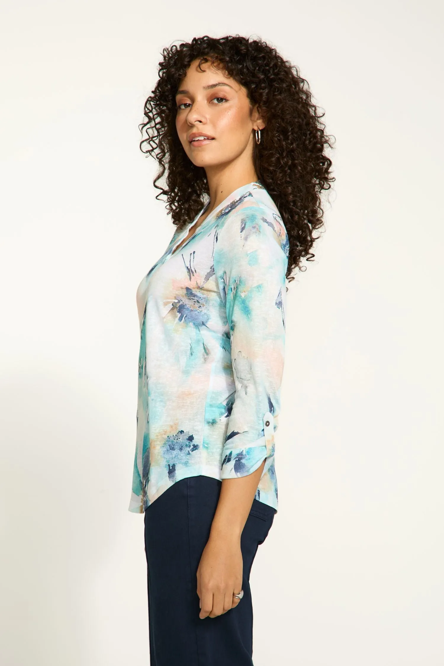 FDJ 3/4 Sleeve Henley Top - Style 3890451