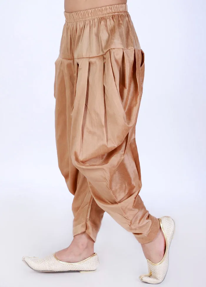 Gold Ready To Wear Silk Dhoti Pant