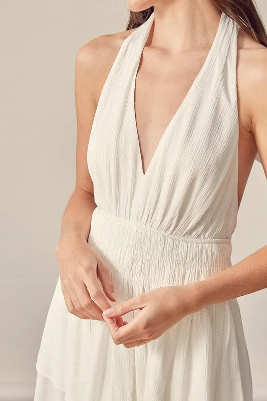 Halter Dress Romper (White)