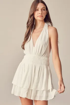 Halter Dress Romper (White)