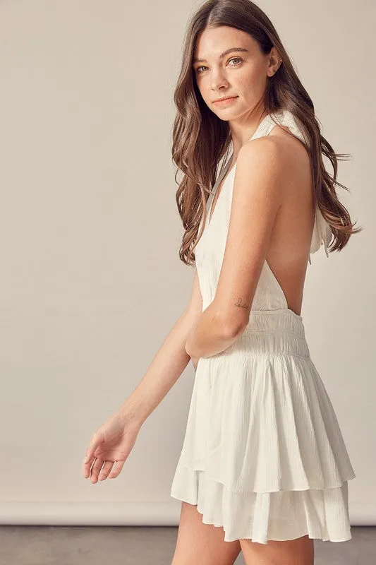 Halter Dress Romper (White)