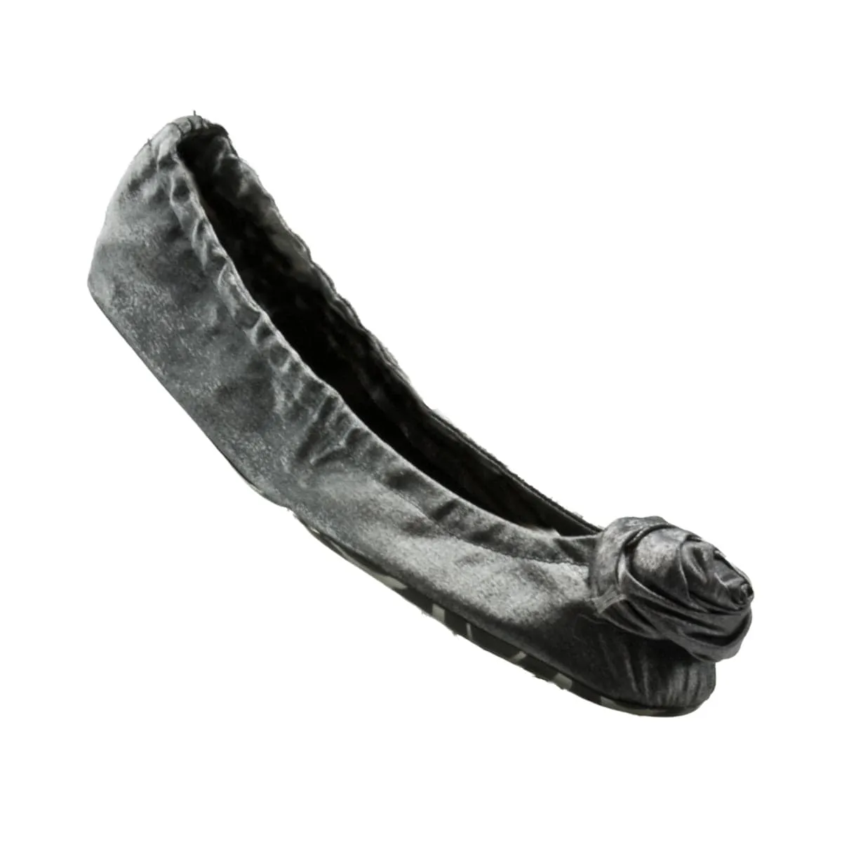 J&C S01_12A_046 Folding Silver Rosette Fabric Ballerina Flats