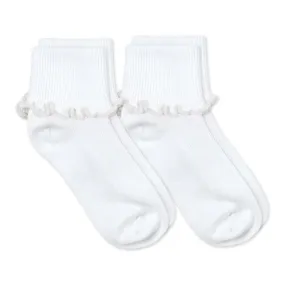Jefferies Socks Ripple Edge Smooth Toe Turn Cuff White Socks
