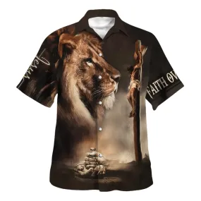 Jesus Faith Over Lion Hawaiian Shirt - Best Hawaiian Shirts - Christian Hawaiian Shirt
