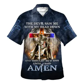 Knight Templar The Devil Saw Me With My Head Down Lion Hawaiian Shirt - Christian Hawaiian Shirt - Religious Hawaiian Shirts