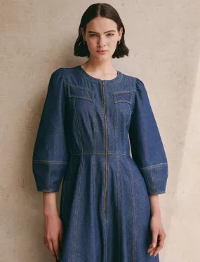 Lara Denim Maxi Dress - Dark Blue