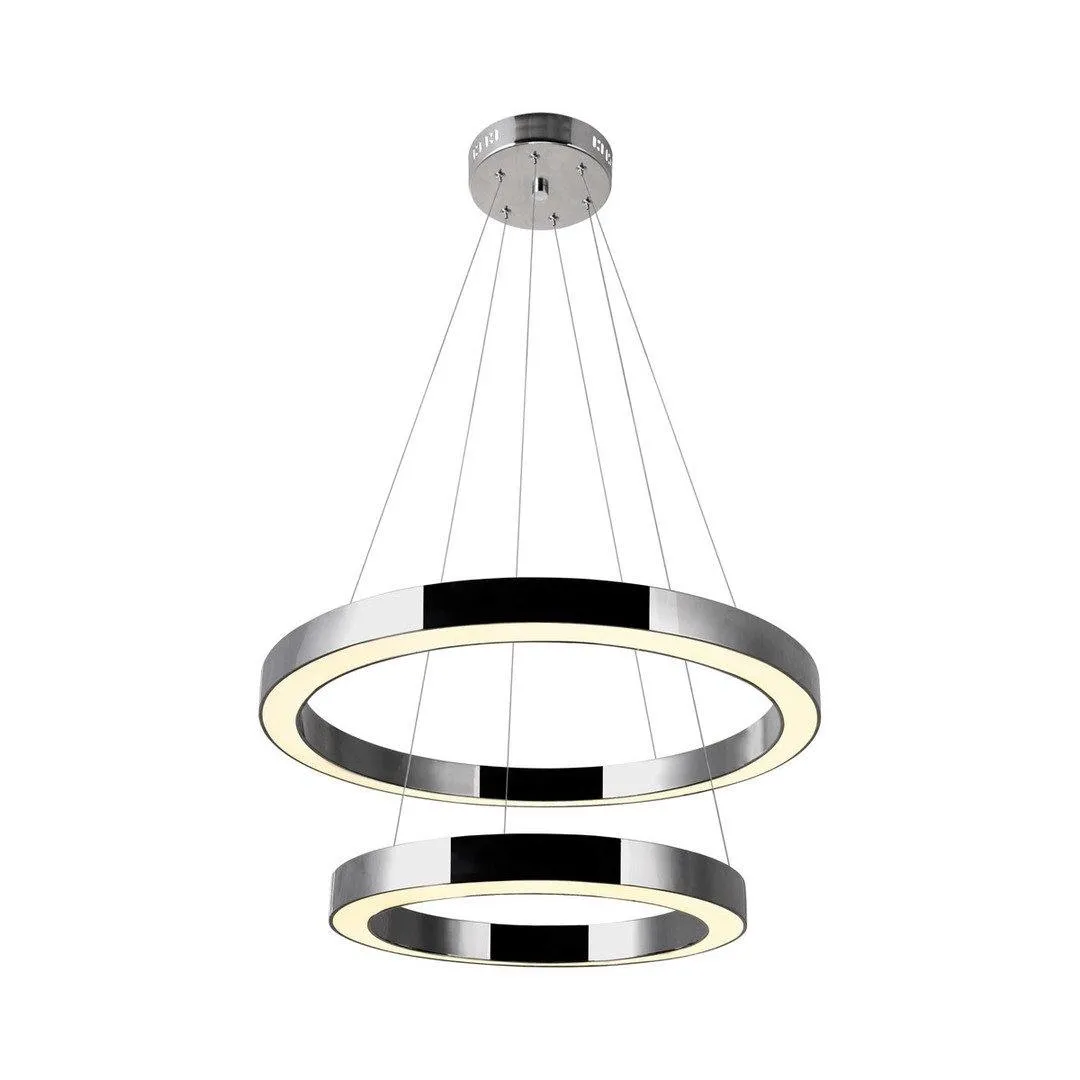 LED Polished Nickel Halo Rings Chandelier