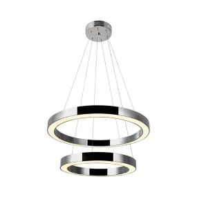 LED Polished Nickel Halo Rings Chandelier